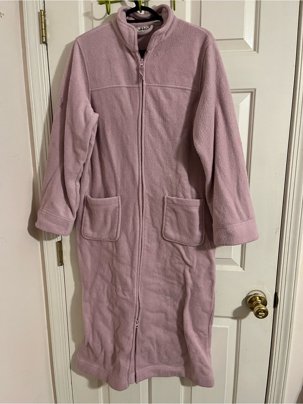 LL Bean Robe Fleece Full Zip Light Mauve Pink Size Womens SMALL 2-Pockets